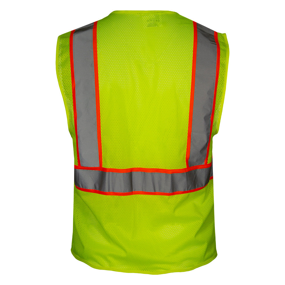 Reflective Apparel Economy Zip Mesh Safety Vest with Contrast Tape, ANSI Class 2, Lime view 2