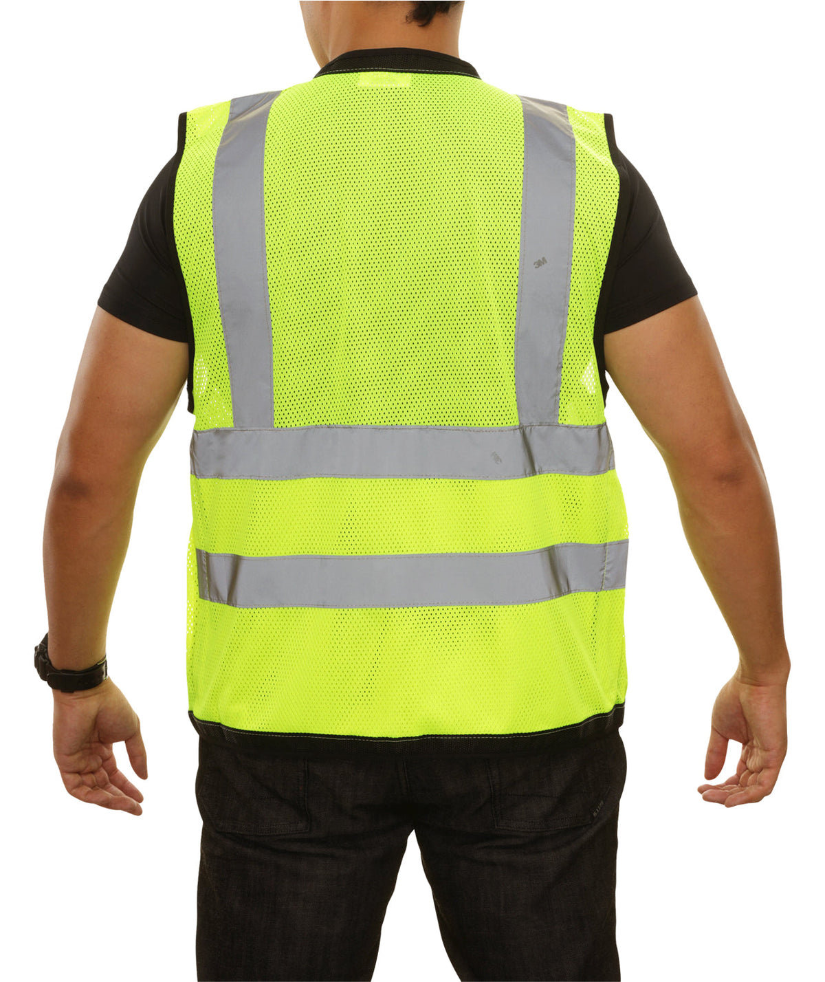 Reflective Apparel Multi-Pocket Surveyor Mesh Safety Vest, ANSI Class 2, Lime view 2