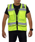 Reflective Apparel Multi-Pocket Surveyor Mesh Safety Vest, ANSI Class 2, Lime