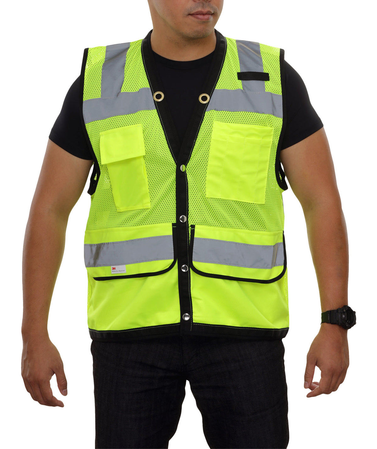 Reflective Apparel Multi-Pocket Surveyor Mesh Safety Vest, ANSI Class 2, Lime