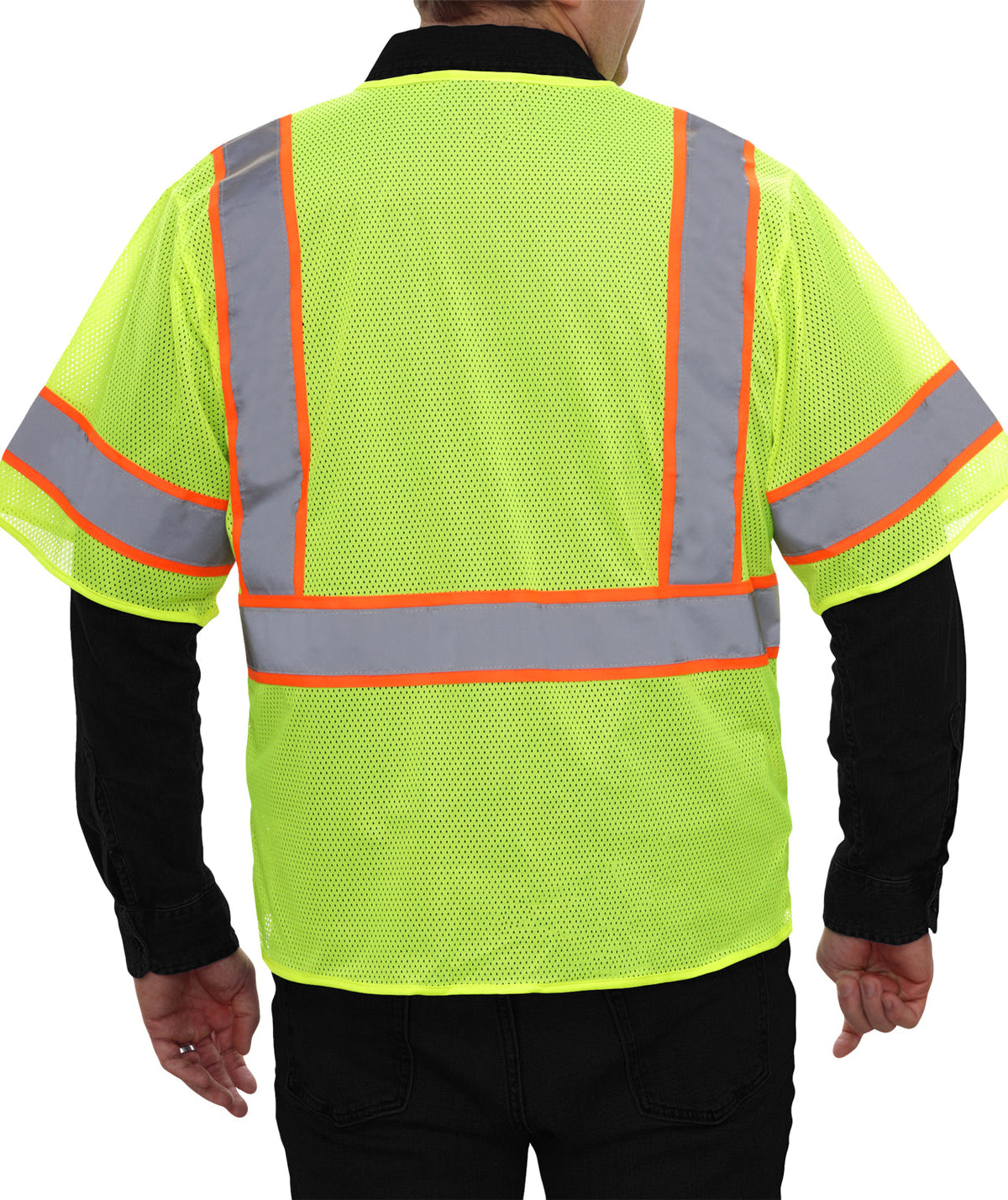 Reflective Apparel Economy Zip Mesh Safety Vest with Contrast Tape, ANSI Class 3, Lime view 2