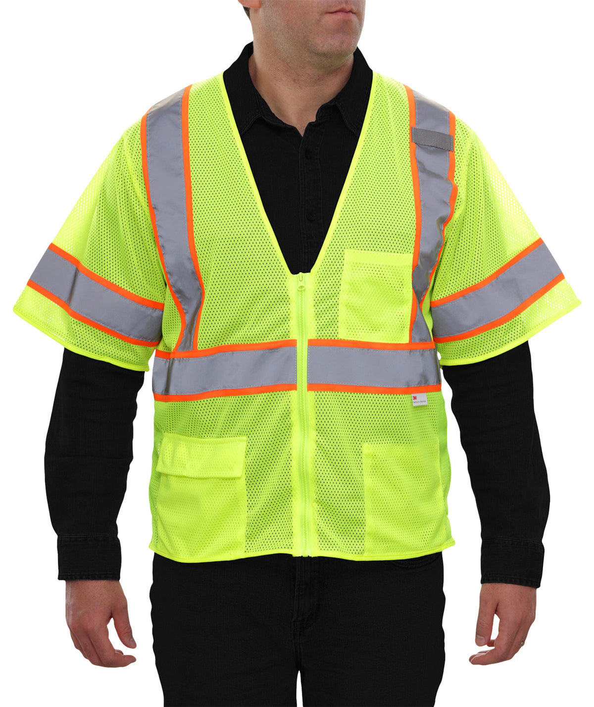 Reflective Apparel Economy Zip Mesh Safety Vest with Contrast Tape, ANSI Class 3, Lime