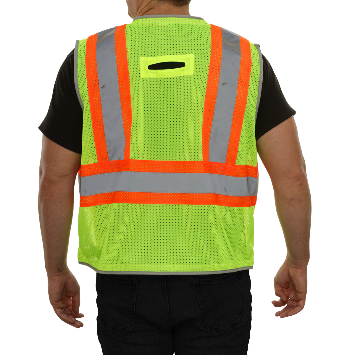 Reflective Apparel Surveyor Mesh Safety Vest with Contrast Trim, ANSI Class 2, Lime view 3