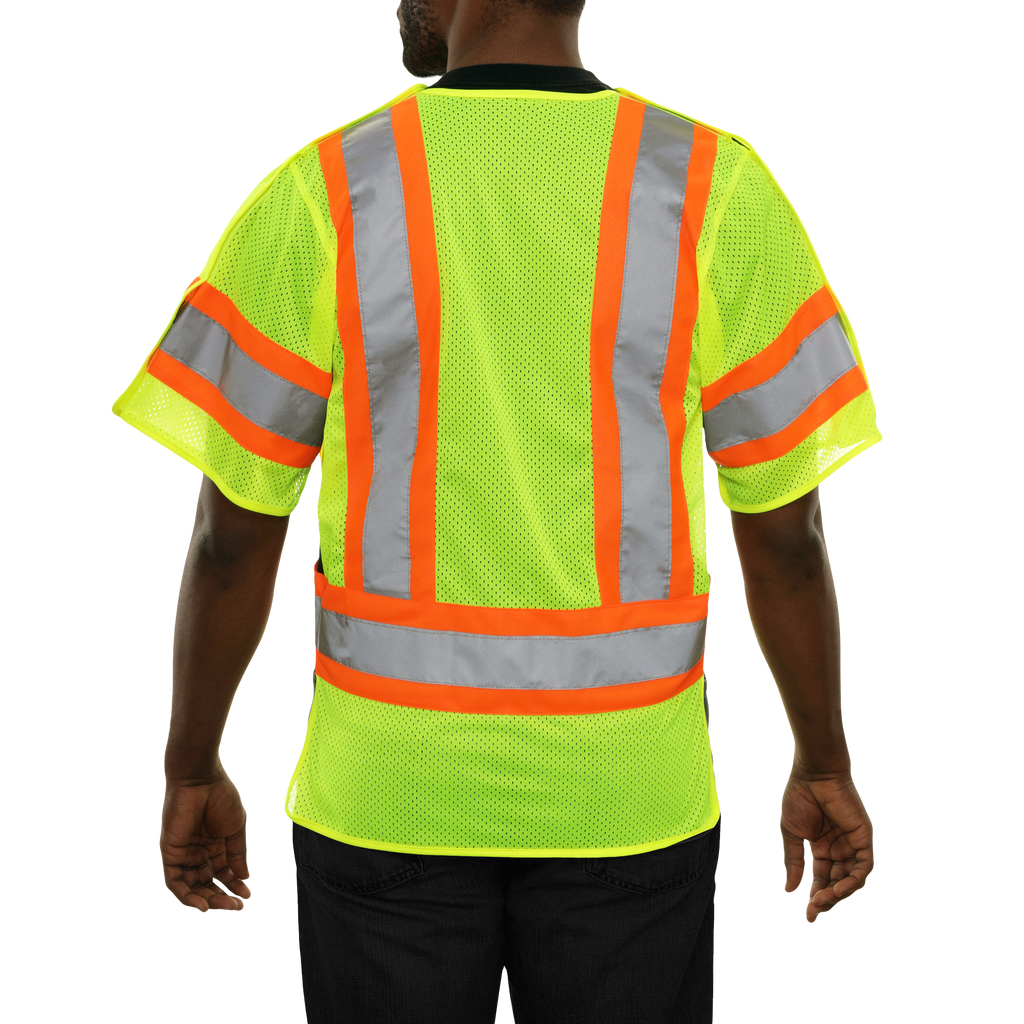 Reflective Apparel 5-Point Breakaway Mesh Safety Vest with Adjustable Side Wraps, ANSI Class 3, Lime view 3