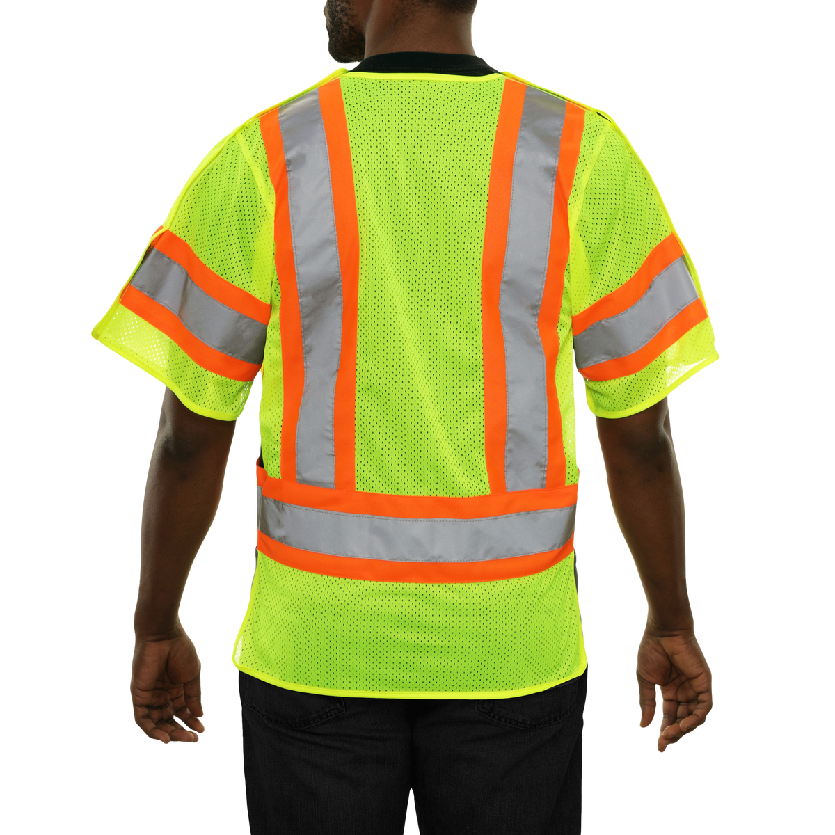 Reflective Apparel 5-Point Breakaway Mesh Safety Vest with Adjustable Side Wraps, ANSI Class 3, Lime view 3