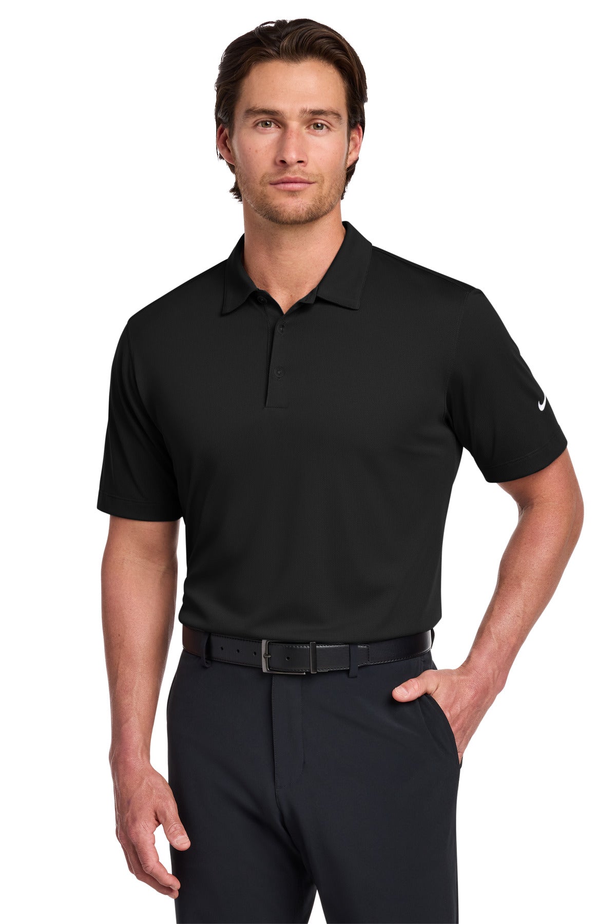 Nike Dri-FIT Vertical Mesh Polo – Black