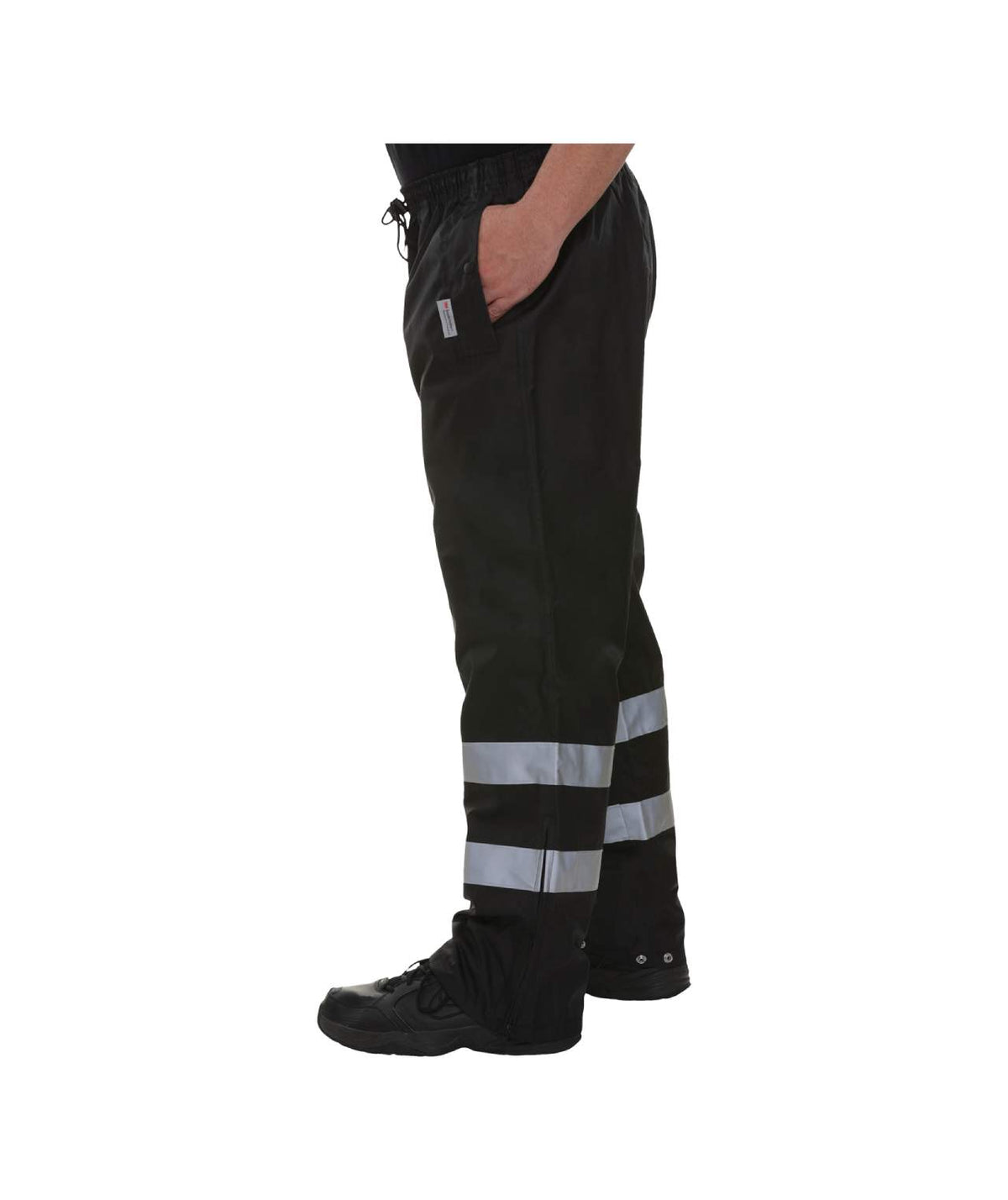 Reflective Apparel Hi-Vis Breathable Waterproof Safety Rain Pants, ANSI Class E, Black