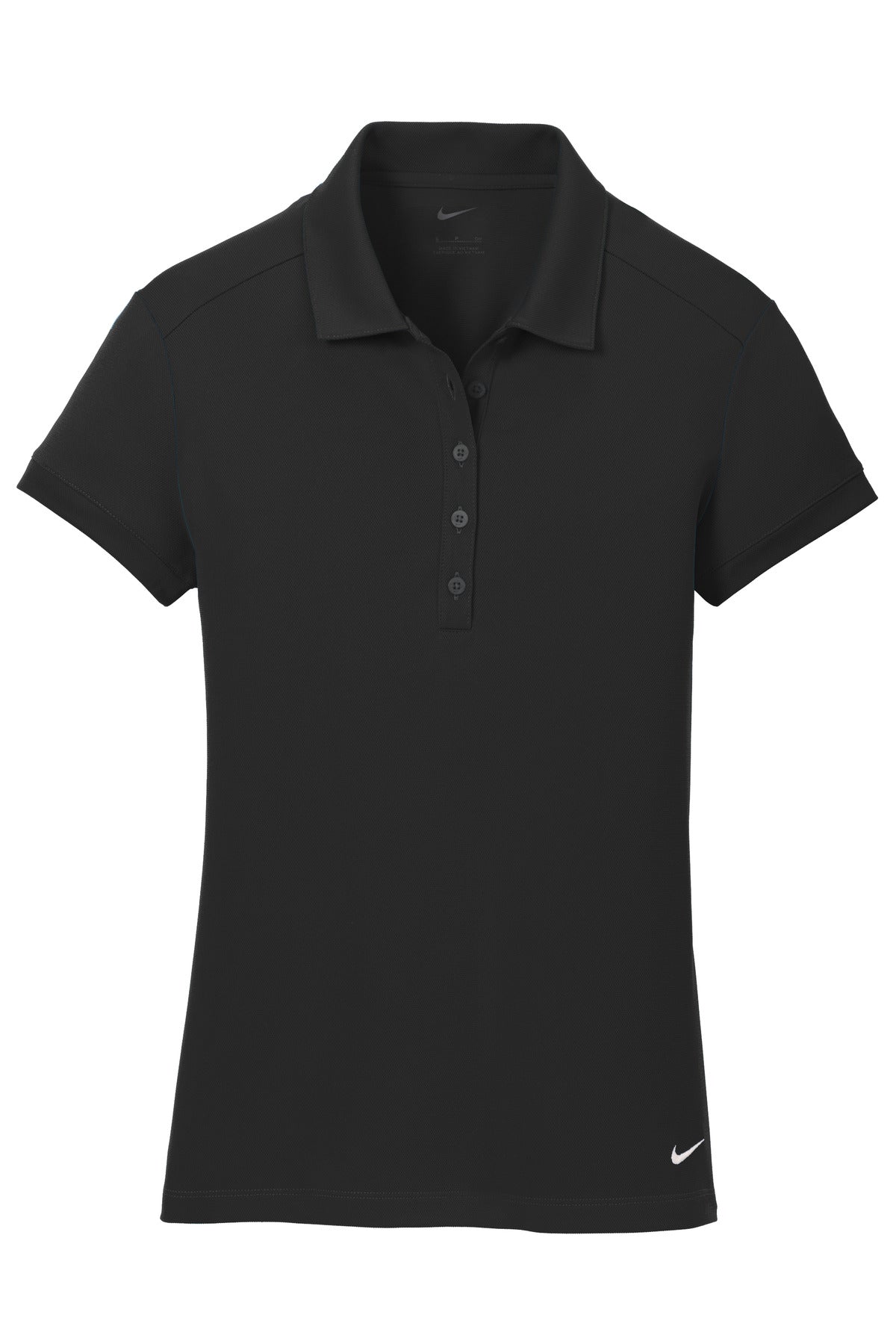 Nike Women's Dri-FIT Solid Icon Pique Modern Fit Polo – Black – flat front