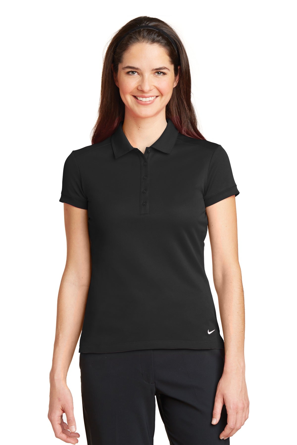 Nike Women's Dri-FIT Solid Icon Pique Modern Fit Polo – Black – front