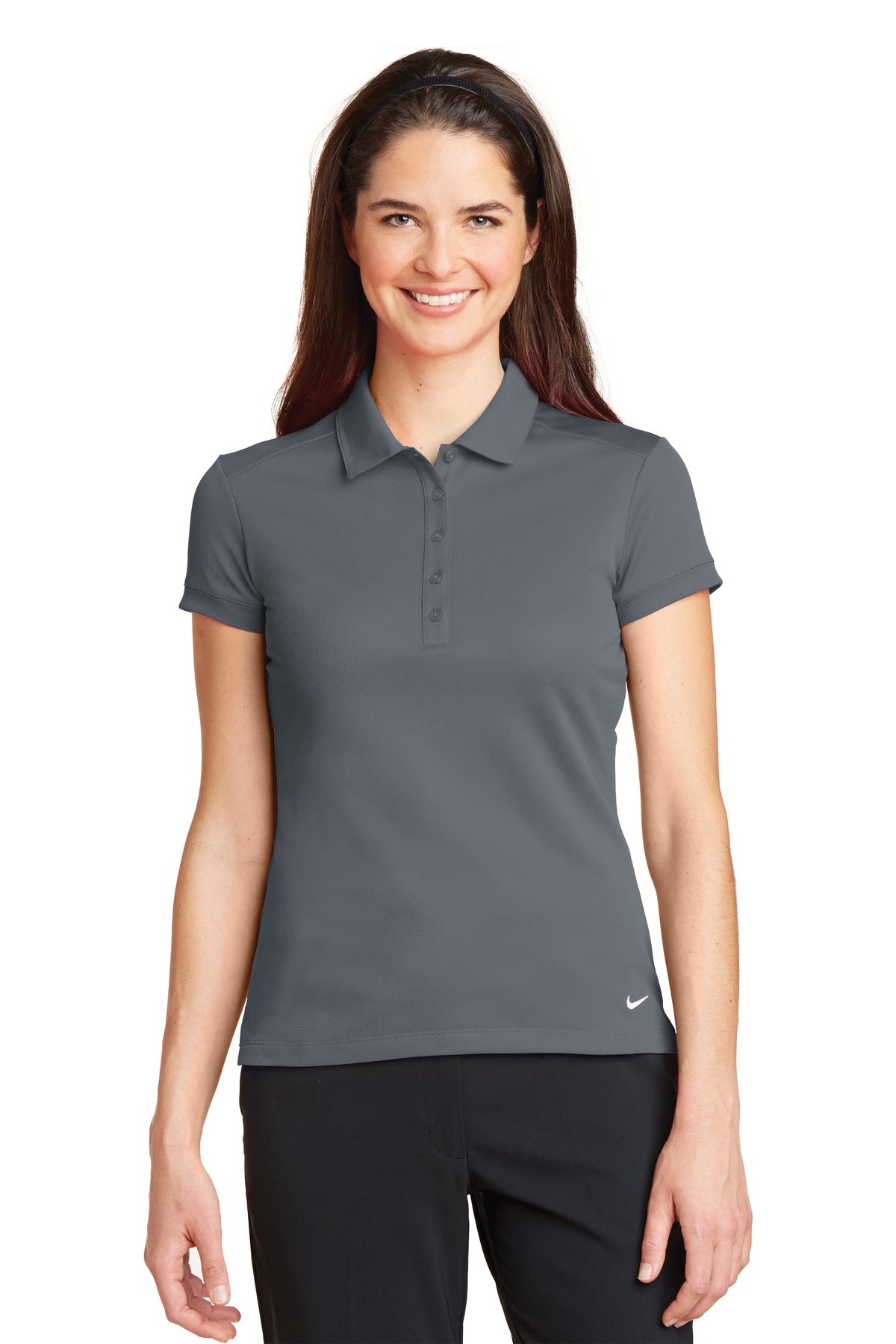 Nike Women's Dri-FIT Solid Icon Pique Modern Fit Polo – Dark Grey