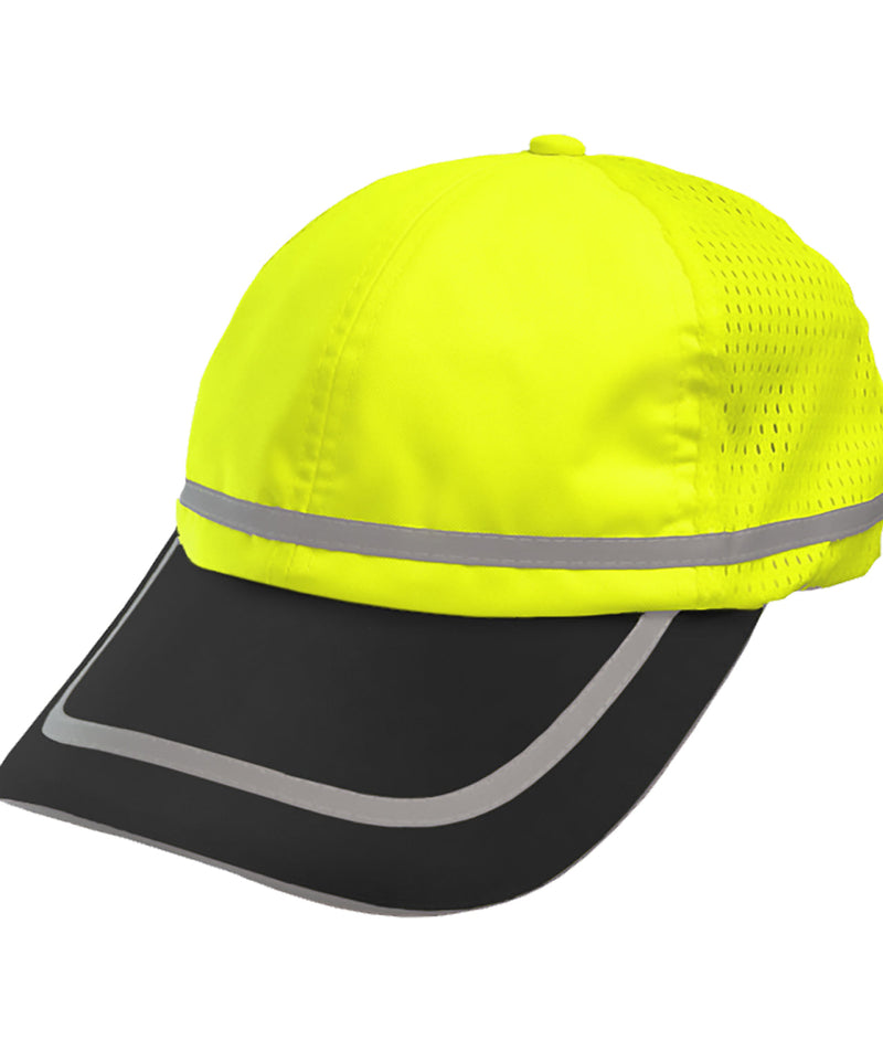 Reflective Apparel Hi-Vis Adjustable Safety Baseball Cap, ANSI Class E Headwear, Lime/Black