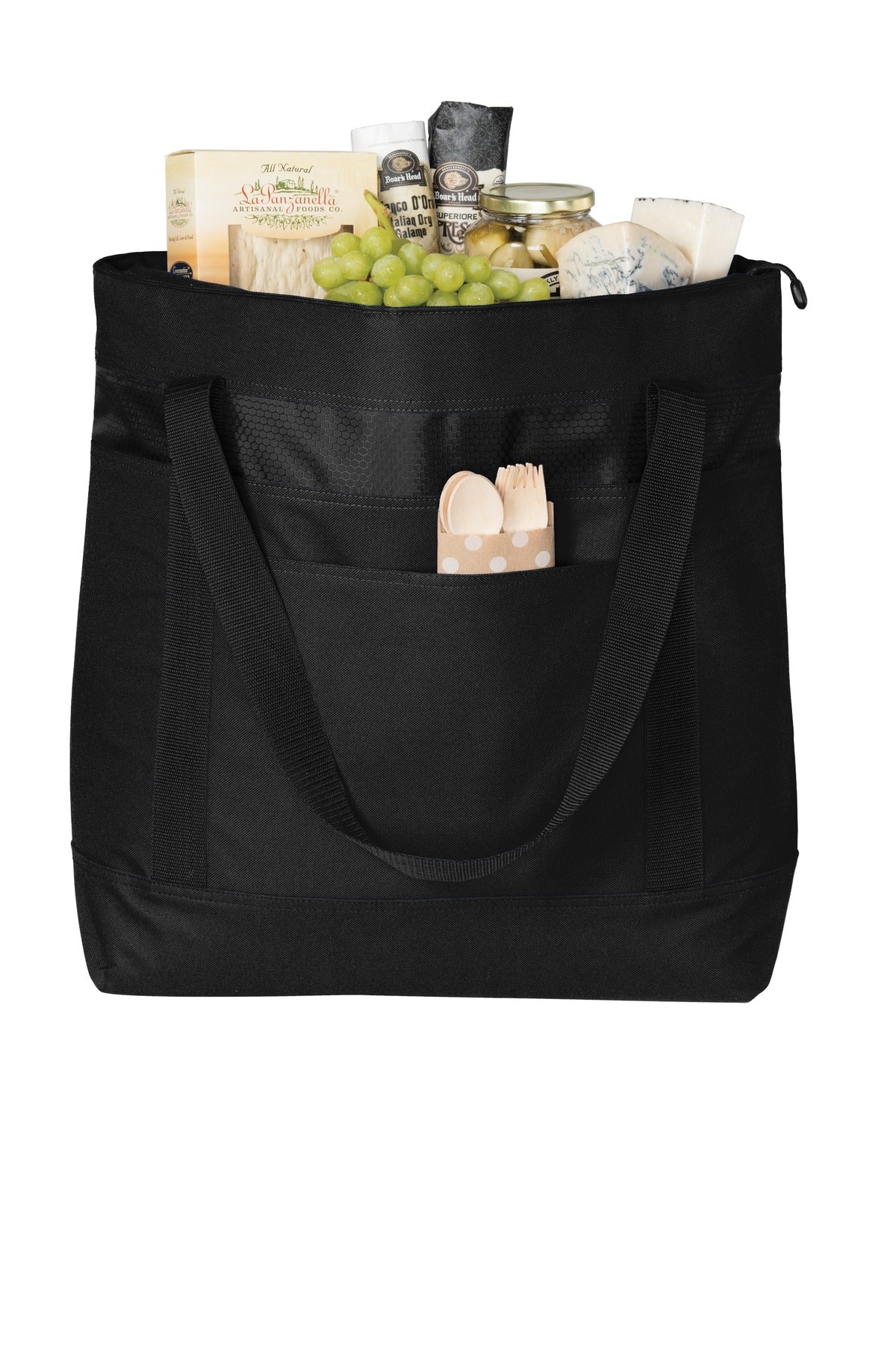 Port Authority Large Tote Cooler – Black/Black – flat front