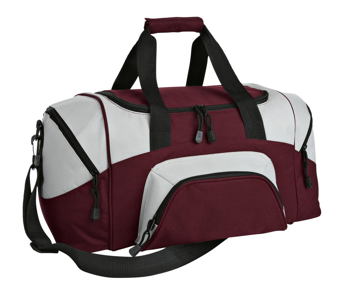 Port Authority Small Colorblock Sport Duffel – Maroon/Grey