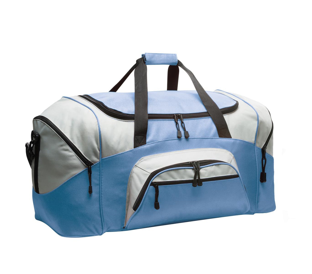 Port Authority Standard Colorblock Sport Duffel – Carolina Blue/Grey