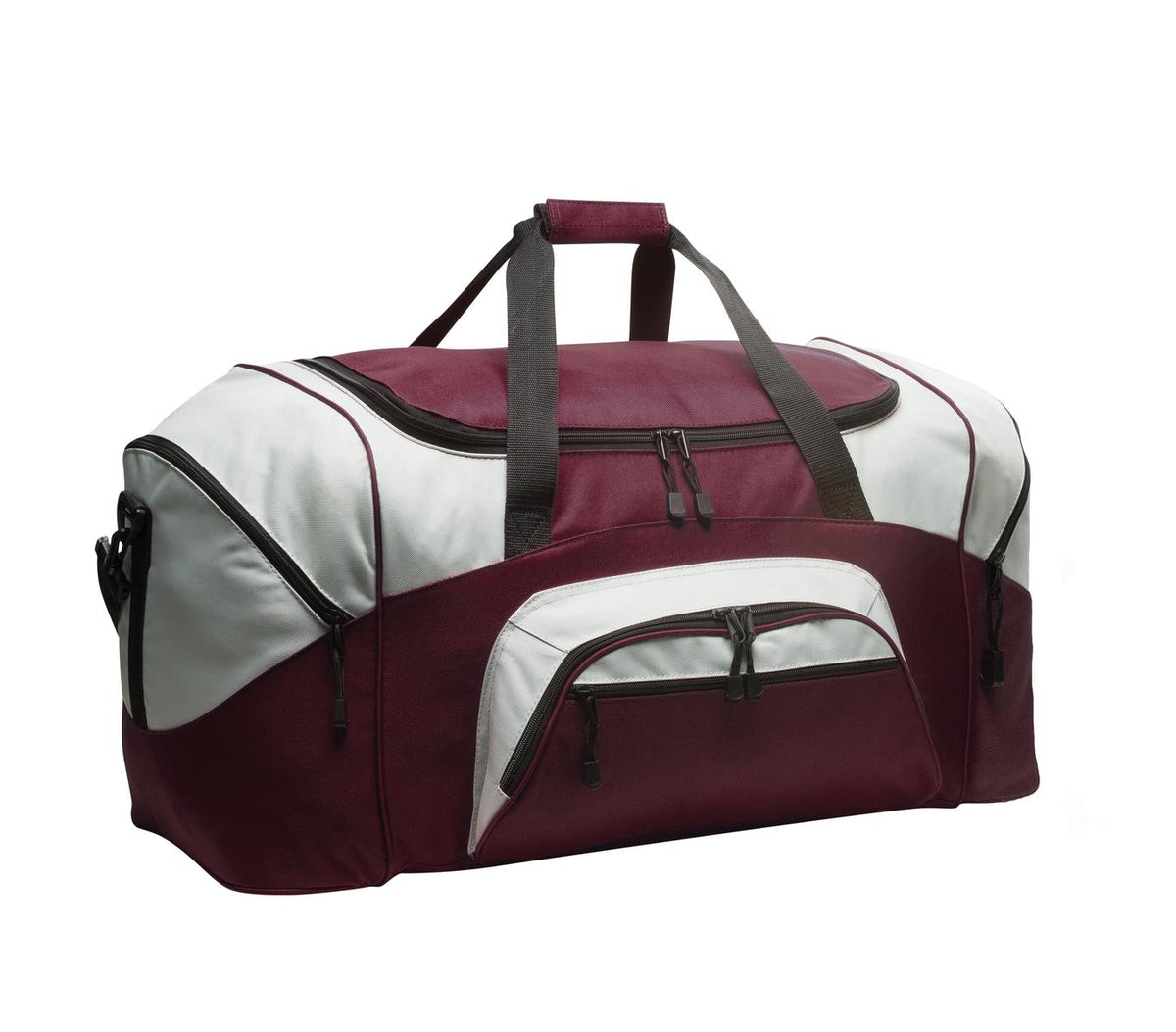 Port Authority Standard Colorblock Sport Duffel – Maroon/Grey