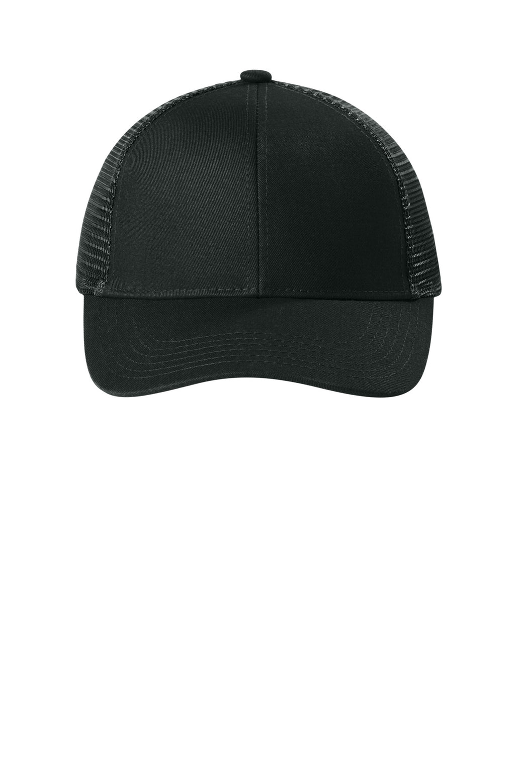 Port Authority Adjustable Mesh Back Cap – Black – flat front