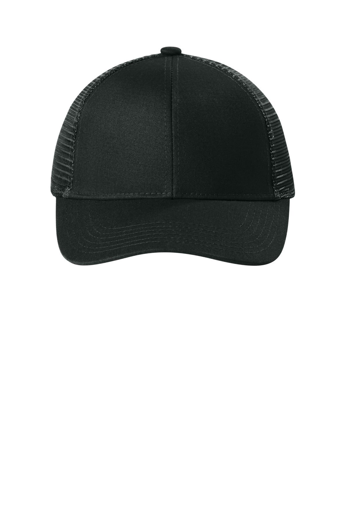 Port Authority Adjustable Mesh Back Cap – Black – flat front