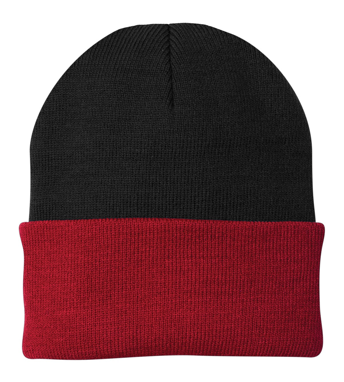 Port Authority Knit Cap – Black/Athletic Red