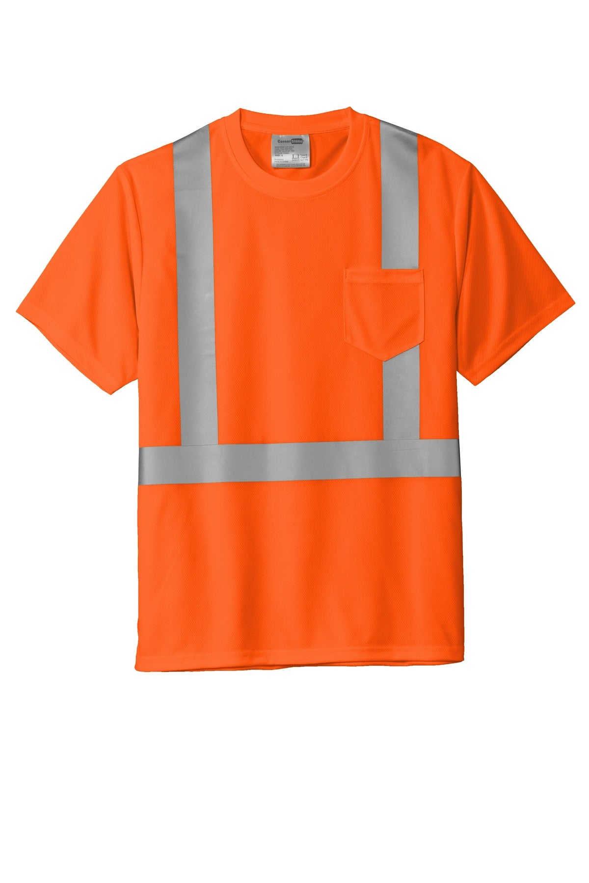 CornerStone ANSI 107 Class 2 Mesh Tee – Safety Orange – flat front