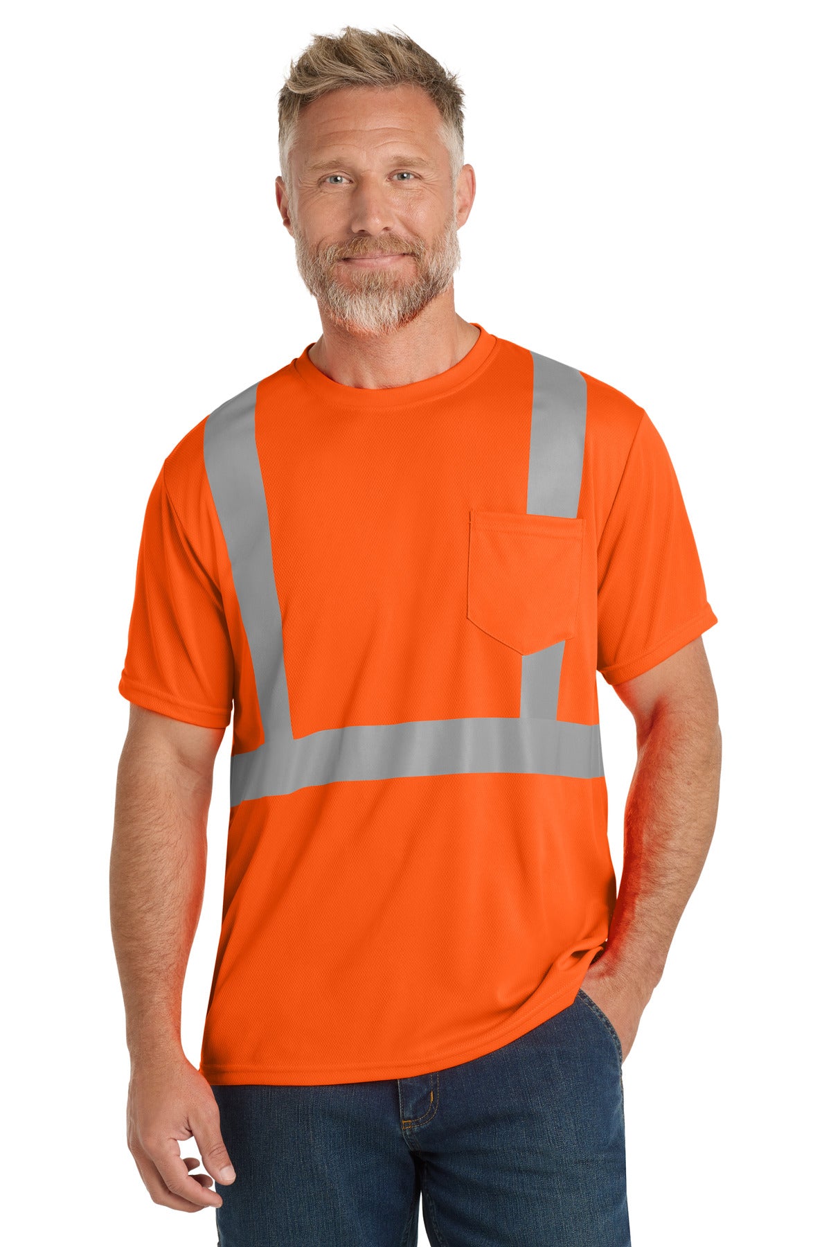 CornerStone ANSI 107 Class 2 Mesh Tee – Safety Orange – front