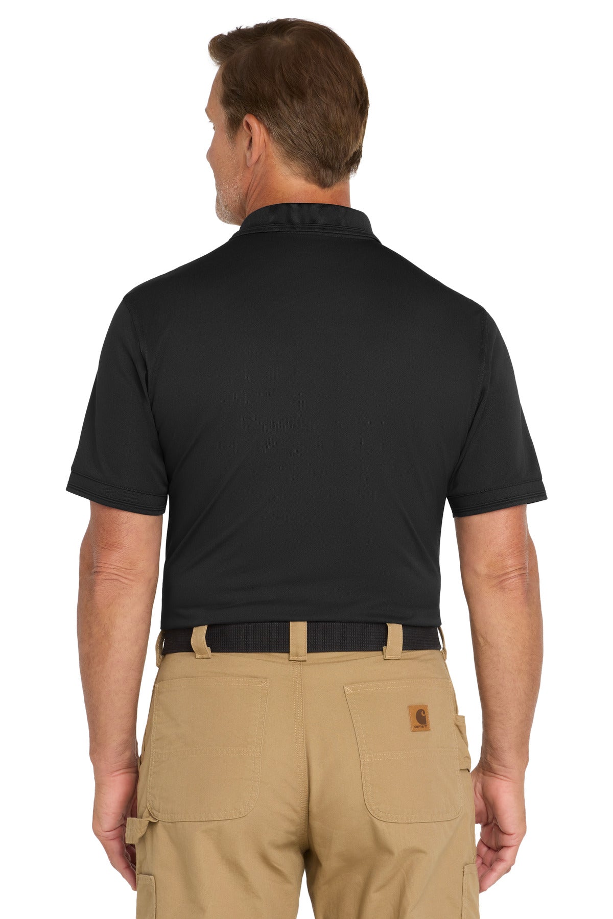 CornerStone Industrial Snag-Proof Pique Polo – Black – back