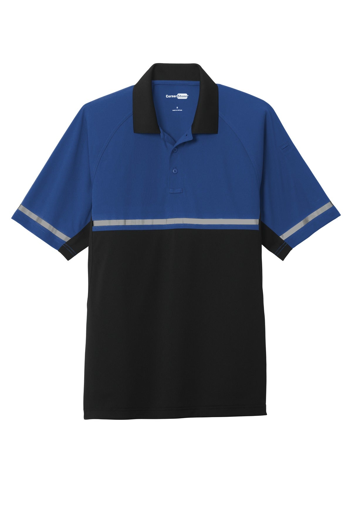CornerStone Select Lightweight Snag-Proof Enhanced Visibility Polo – Royal/Black – flat front