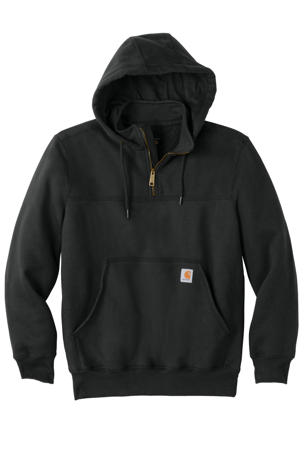 Carhartt Rain Defender Paxton Heavyweight Hooded Zip Mock Sweatshirt – Black – flat front
