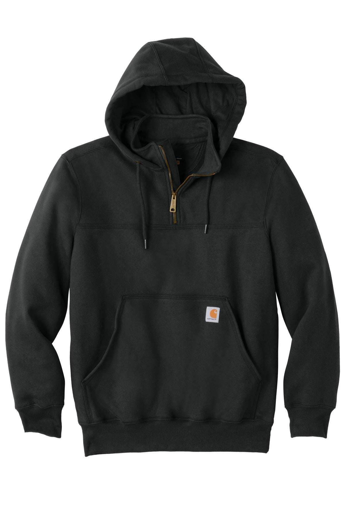 Carhartt Rain Defender Paxton Heavyweight Hooded Zip Mock Sweatshirt – Black – flat front