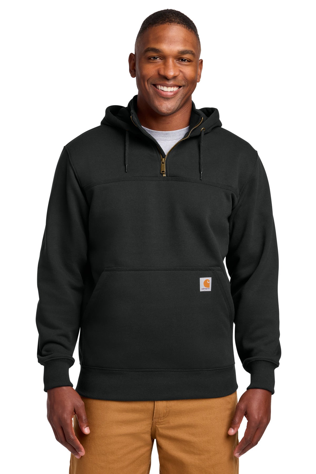 Carhartt Rain Defender Paxton Heavyweight Hooded Zip Mock Sweatshirt – Black – front