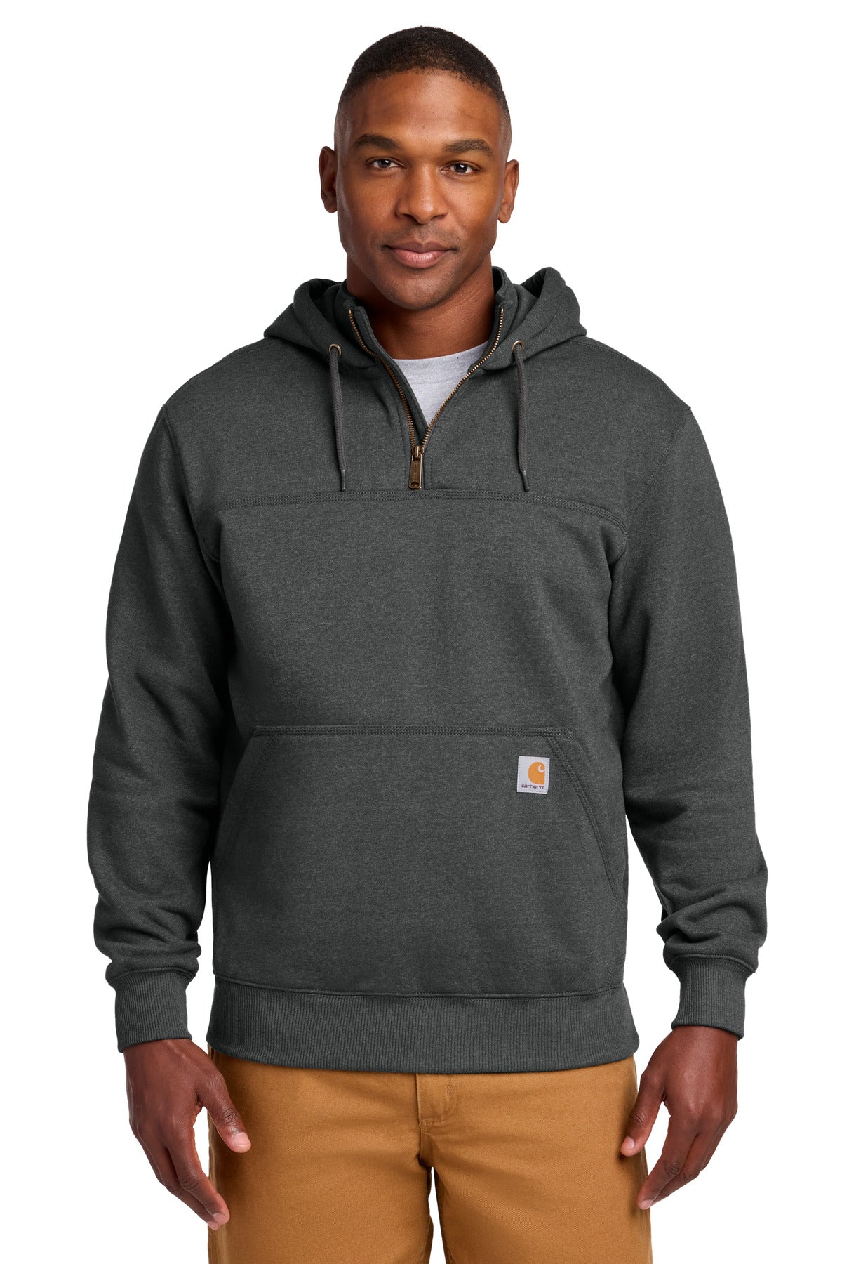 Carhartt Rain Defender Paxton Heavyweight Hooded Zip Mock Sweatshirt – Carbon Heather