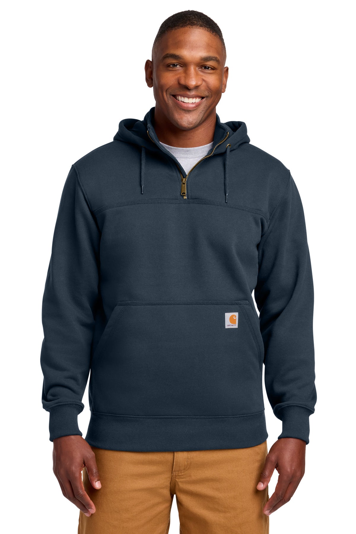 Carhartt Rain Defender Paxton Heavyweight Hooded Zip Mock Sweatshirt – New Navy