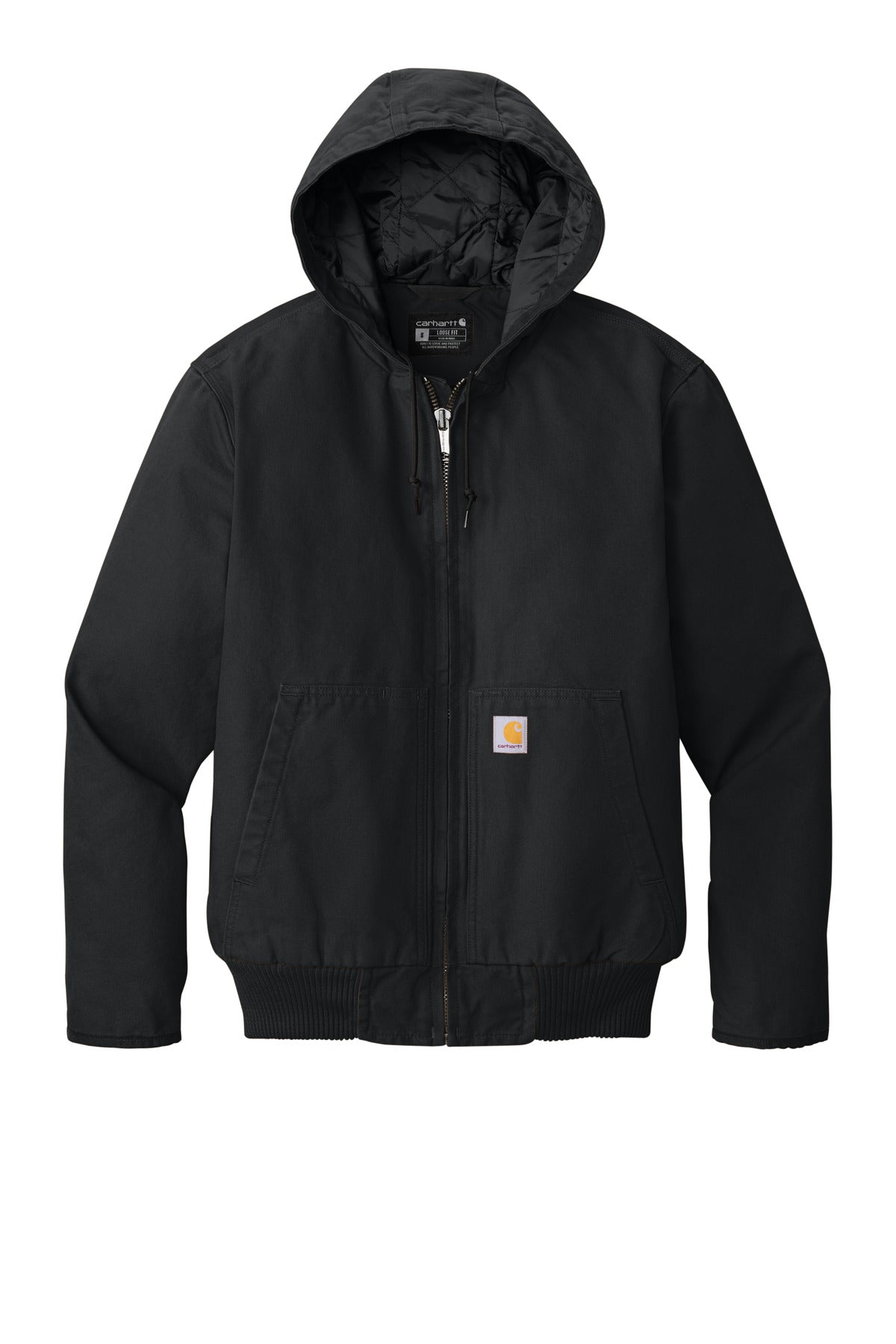 Carhartt Washed Duck Active Jac – Black – flat front