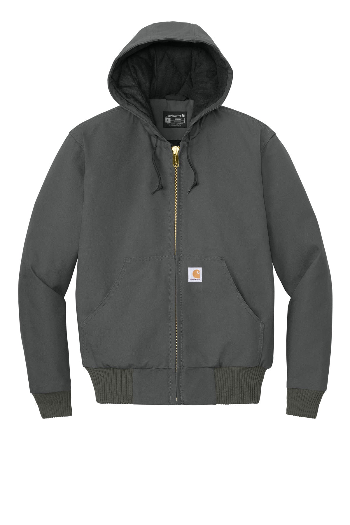 Carhartt Quilted-Flannel-Lined Duck Active Jac – Gravel – flat front