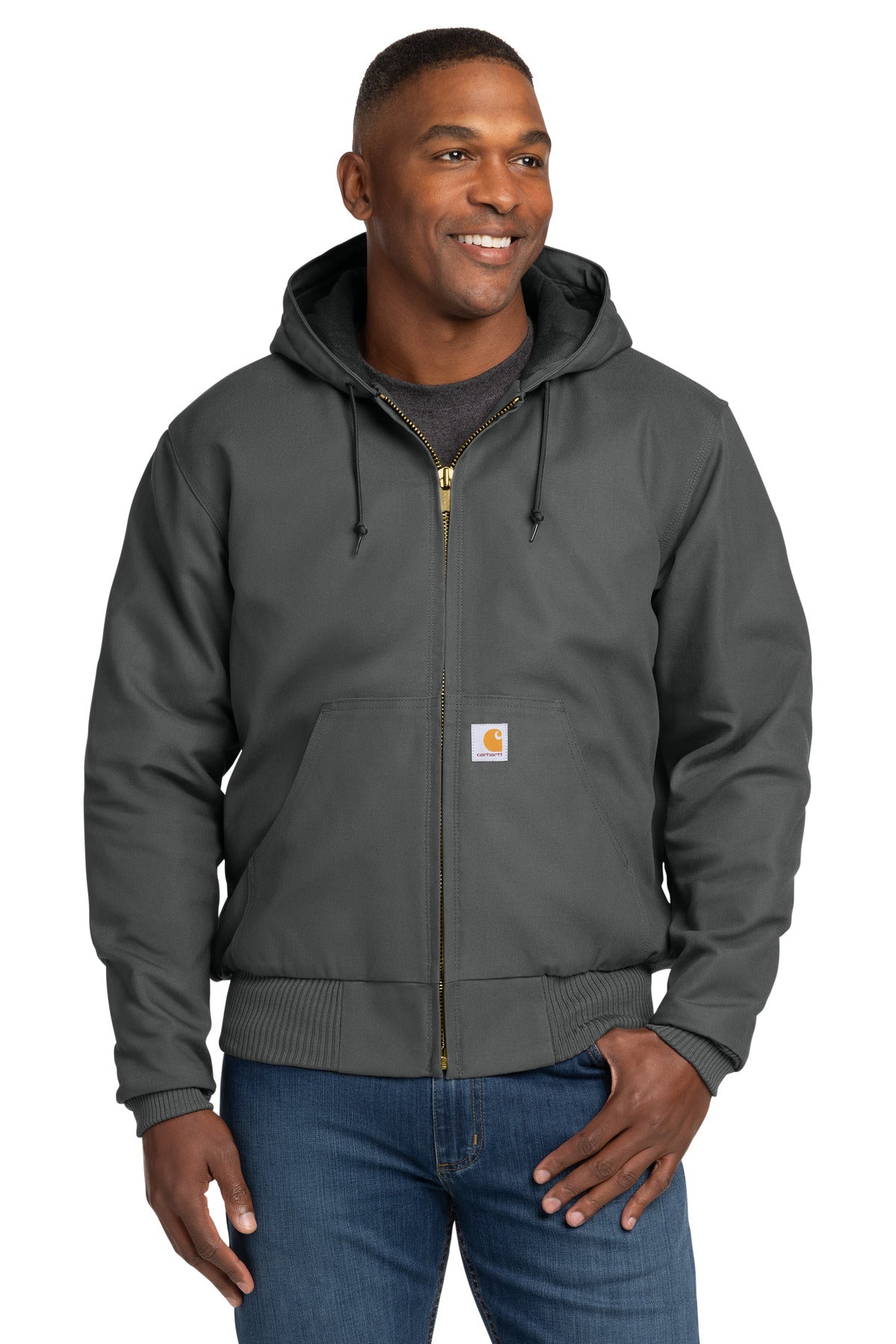 Carhartt Quilted-Flannel-Lined Duck Active Jac – Gravel – front