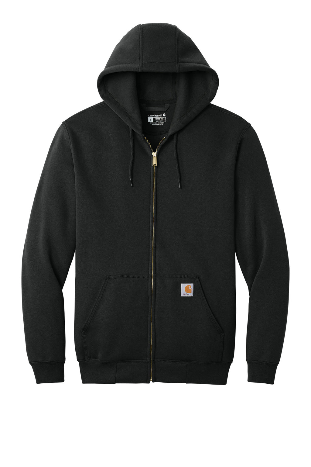 Carhartt Midweight Hooded Zip-Front Sweatshirt – Black – flat front