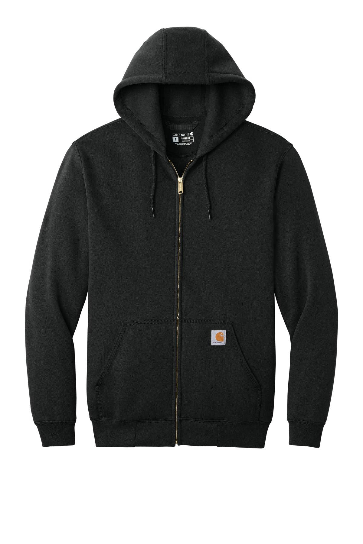 Carhartt Midweight Hooded Zip-Front Sweatshirt – Black – flat front