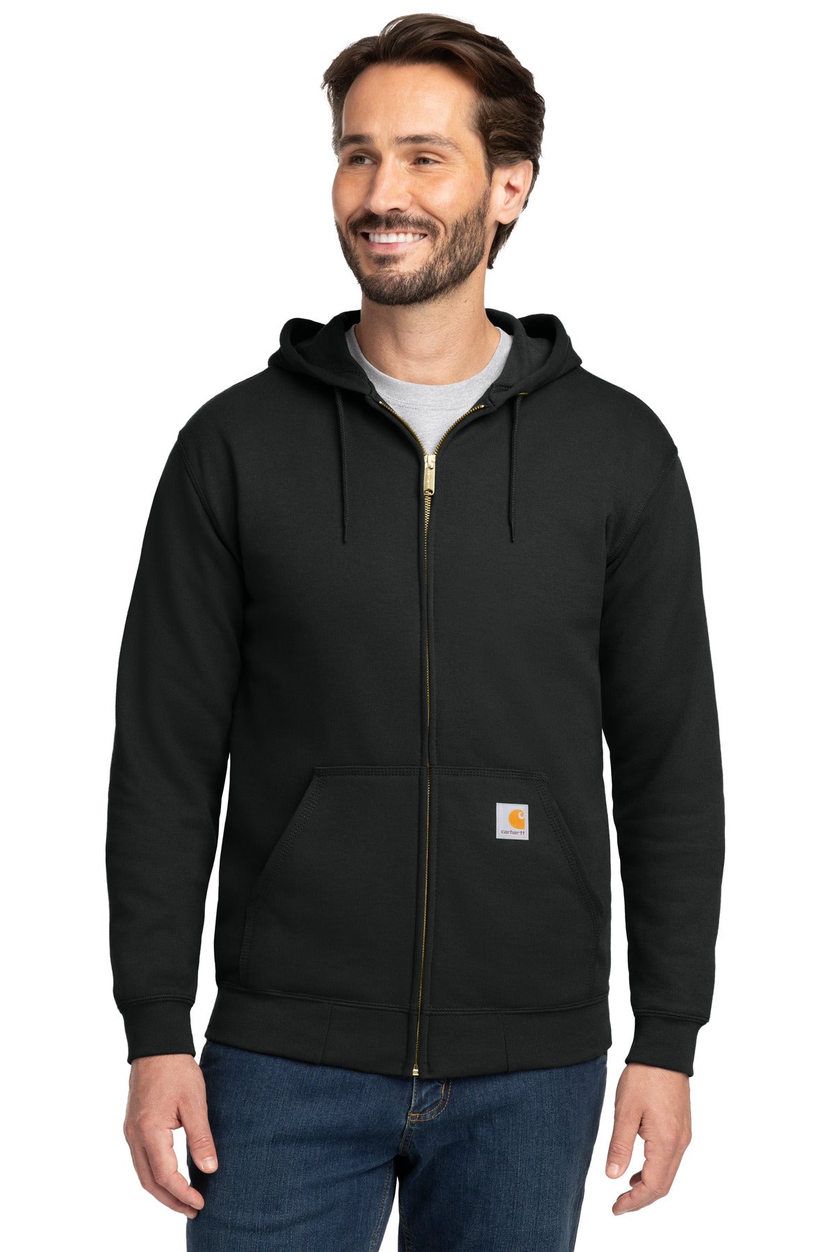 Carhartt Midweight Hooded Zip-Front Sweatshirt – Black – front