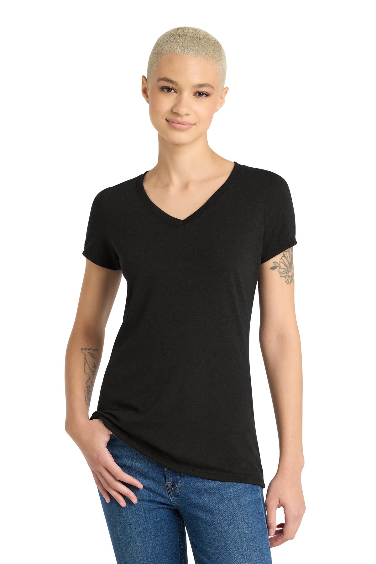 District Women's Perfect Tri V-Neck Tee – Black