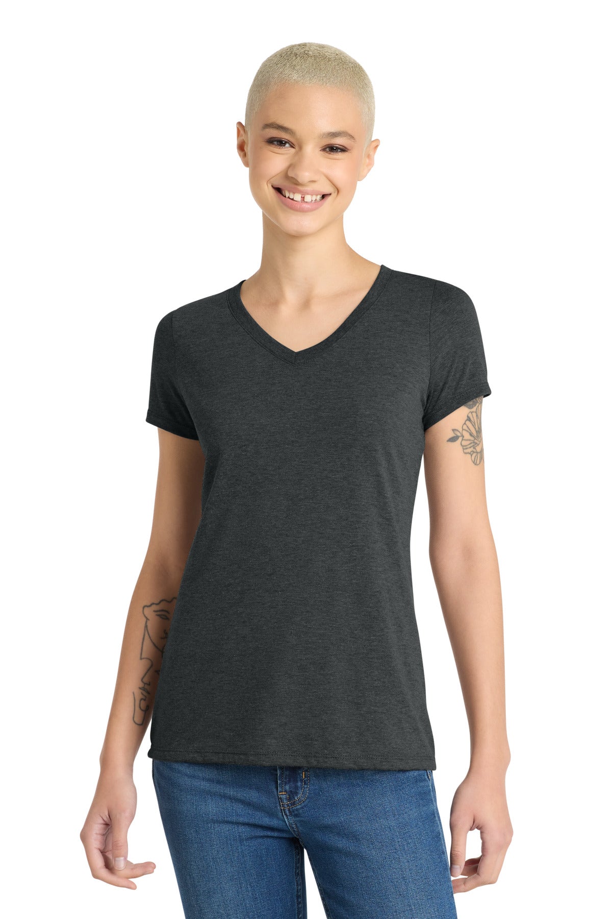 District Women's Perfect Tri V-Neck Tee – Black Frost