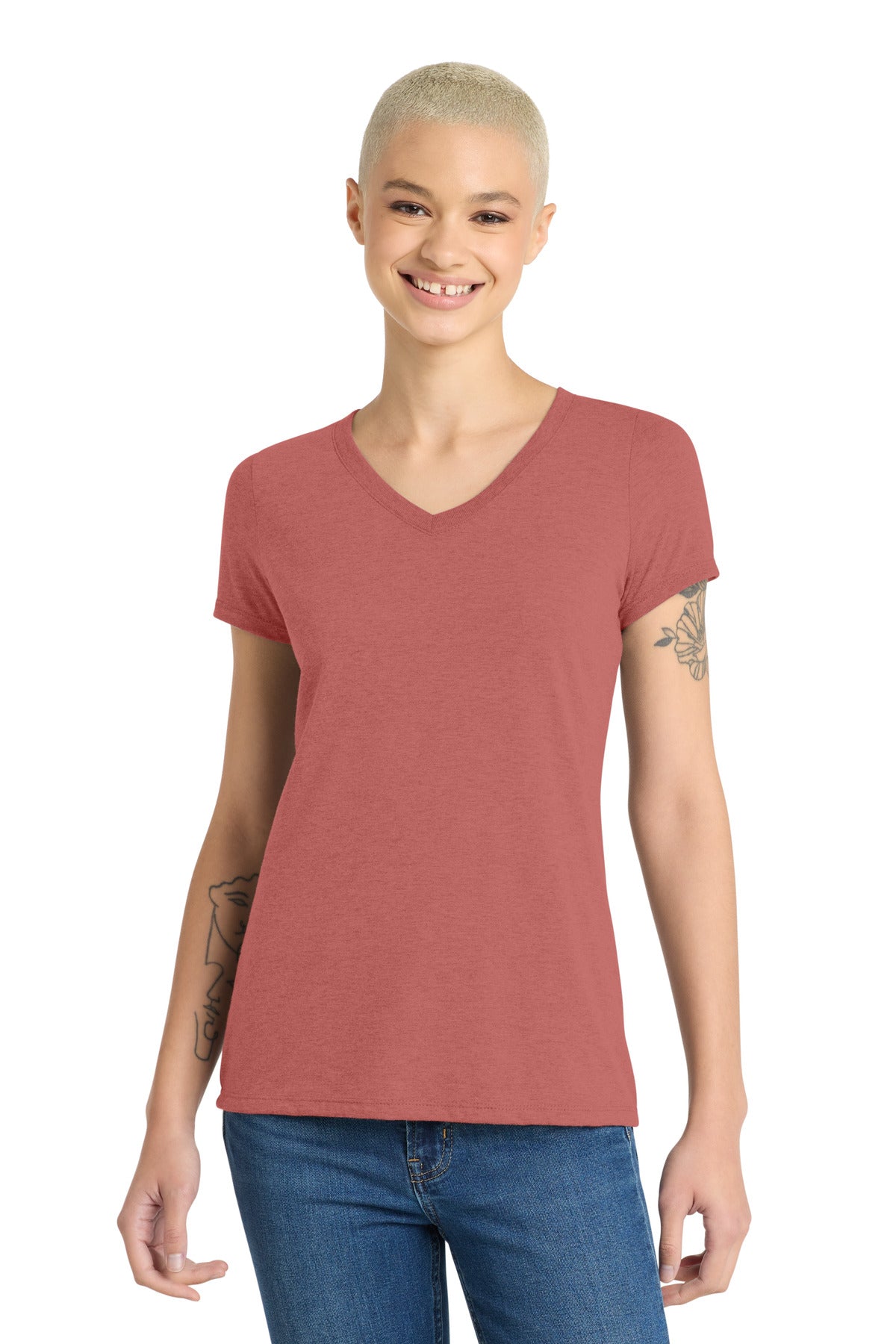 District Women's Perfect Tri V-Neck Tee – Blush Frost