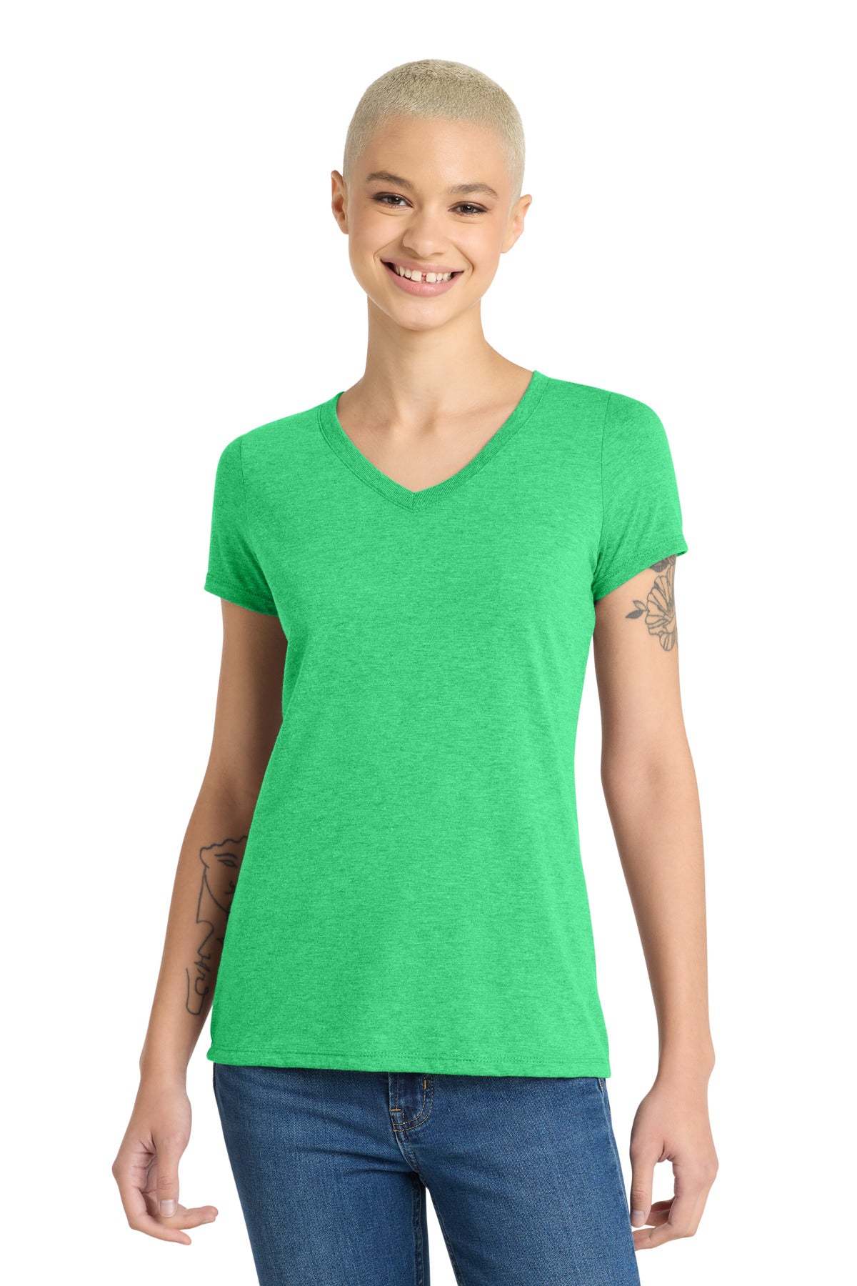 District Women's Perfect Tri V-Neck Tee – Green Frost