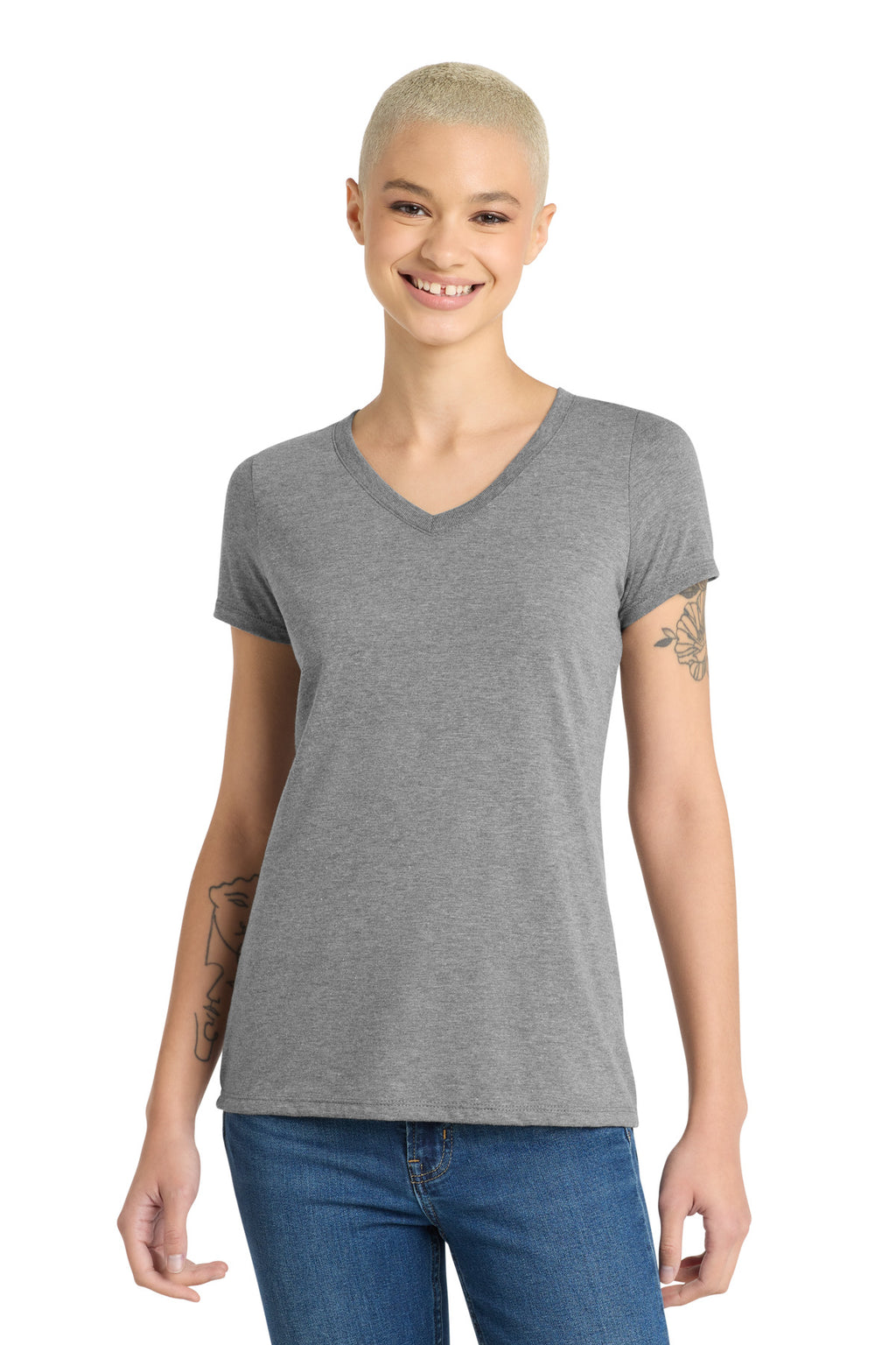 District Women's Perfect Tri V-Neck Tee – Grey Frost