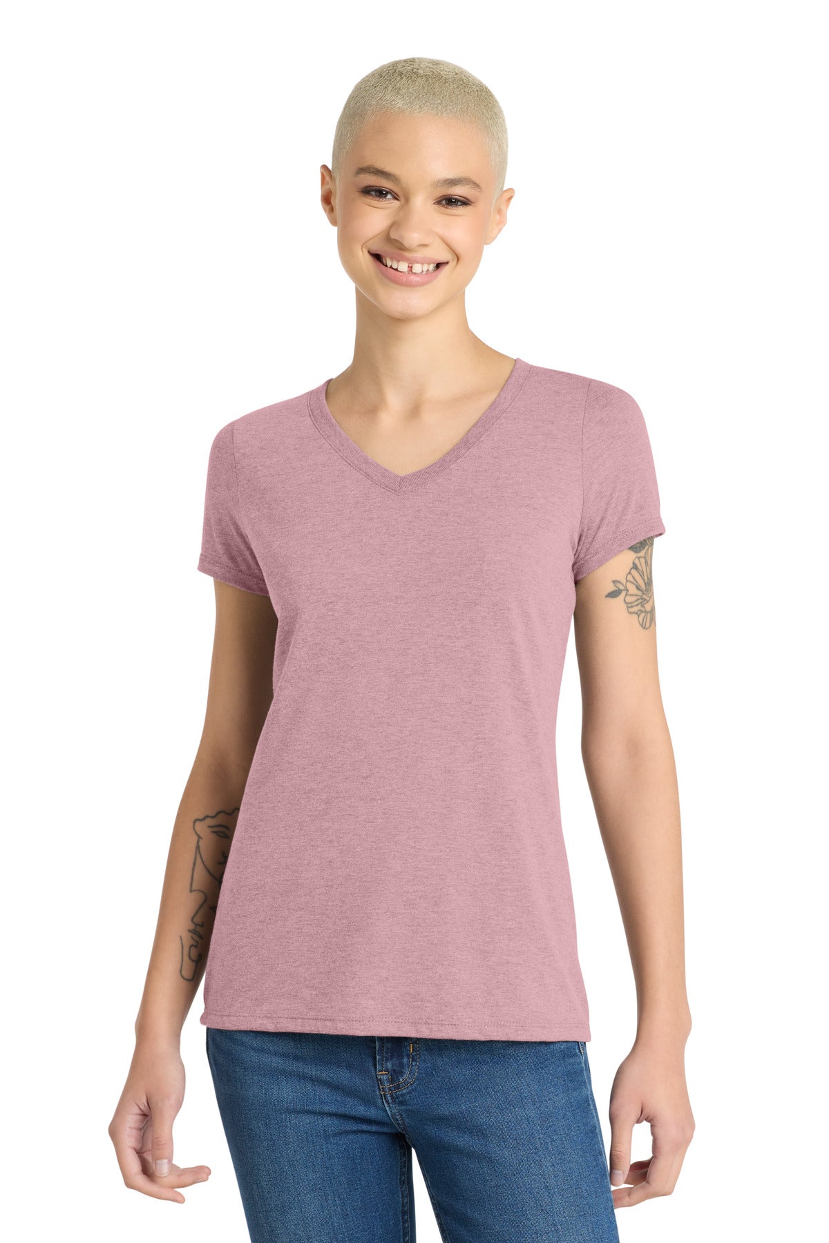 District Women's Perfect Tri V-Neck Tee – Heathered Lavender