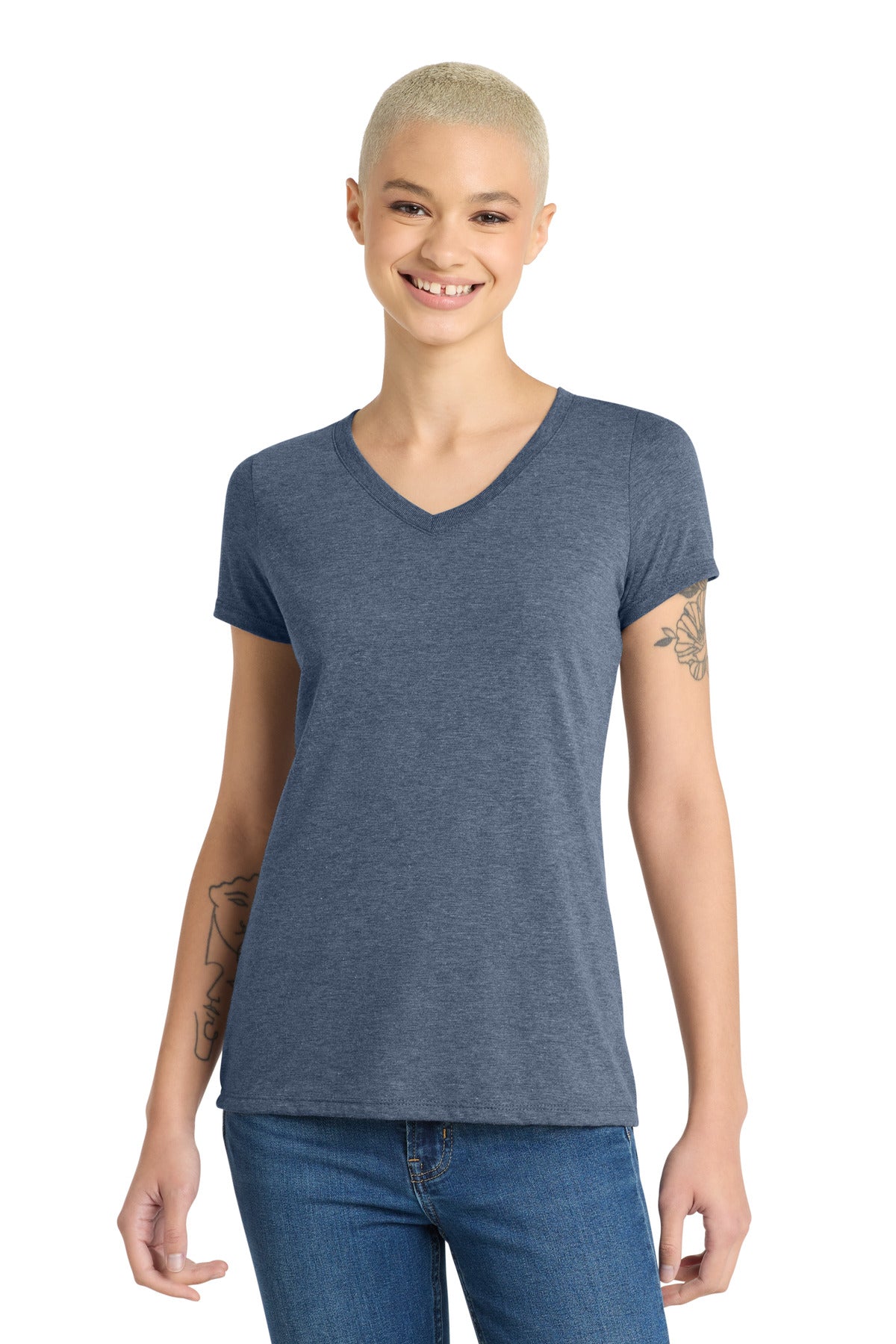 District Women's Perfect Tri V-Neck Tee – Navy Frost