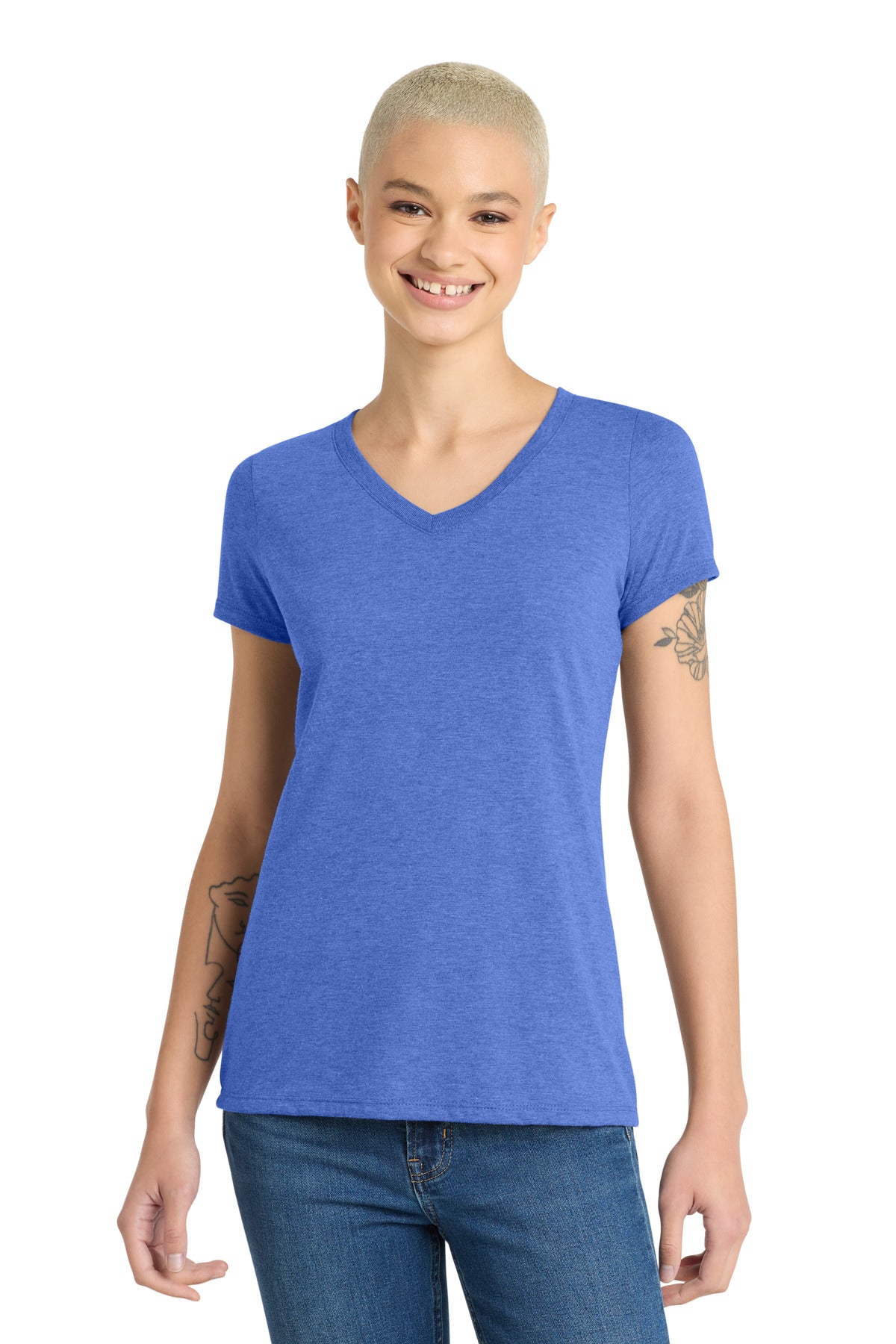 District Women's Perfect Tri V-Neck Tee – Royal Frost