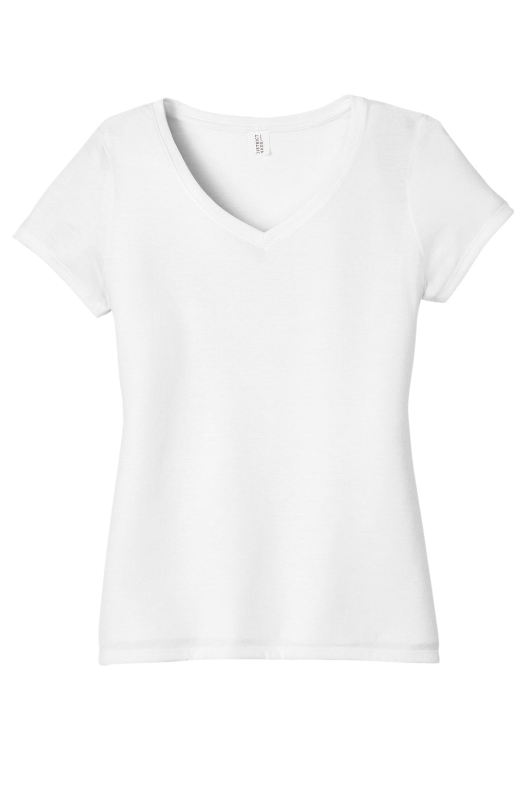 District Women's Perfect Tri V-Neck Tee – White – flat front