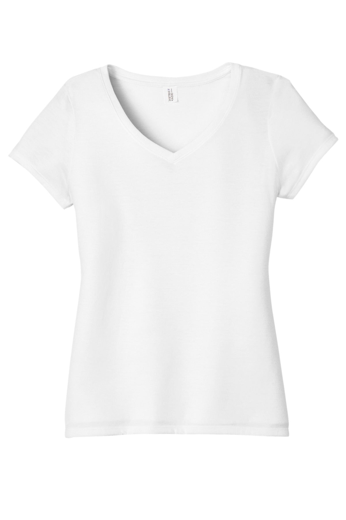District Women's Perfect Tri V-Neck Tee – White – flat front