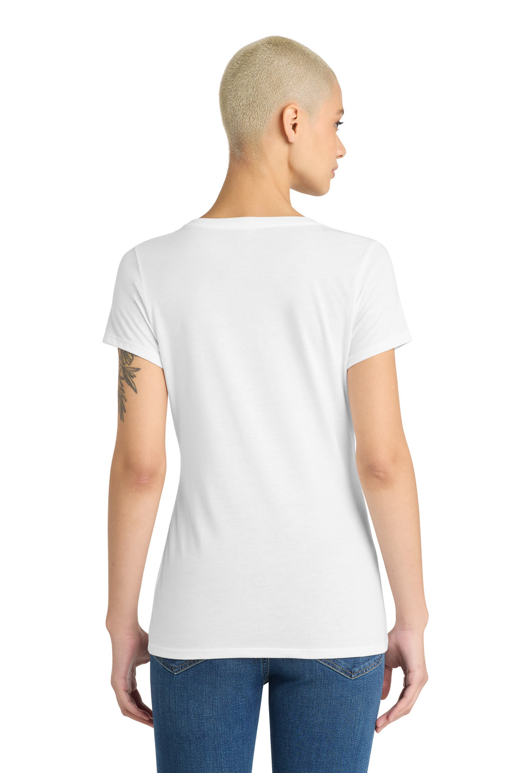 District Women's Perfect Tri V-Neck Tee – White – back