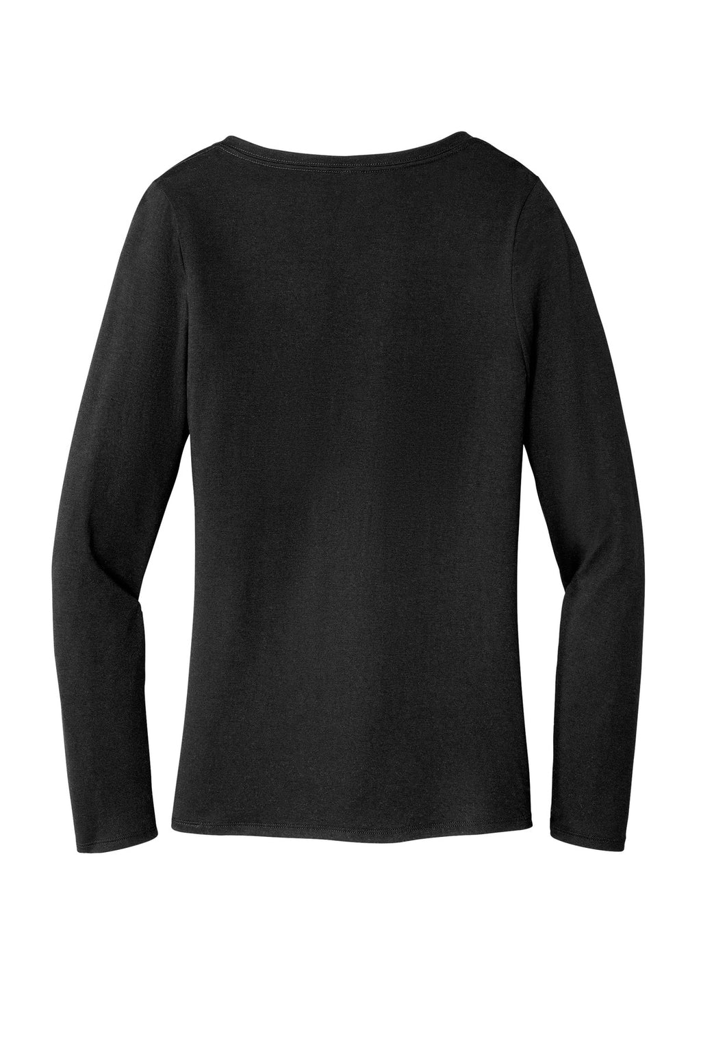 District Women's Perfect Tri Long Sleeve V-Neck Tee – Black – flat back