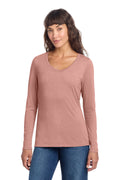 District Women's Perfect Tri Long Sleeve V-Neck Tee – Blush Frost